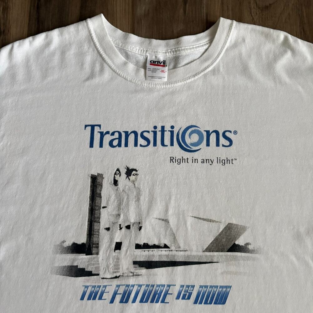Vintage Transitions Lenses Glasses Promo T-Shirt Men's Size XL White Rare